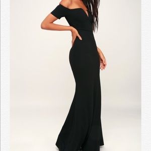 Lulus Lynne Black Off-the-Shoulder Maxi Dress